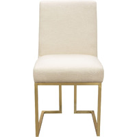 Set of (2) Skyline Dining Chairs in Cream Fabric w/ Polished Gold Metal Frame by Diamond Sofa