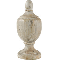 18 Inch Modern Accent Decor, Turned Finial Design, Whitewashed Finish