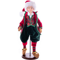 18" Red Plaid Fairy Boy with Stand