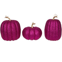 8" Pink Pumpkins Assorted Set of 3