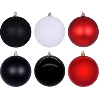 3" Red Black White Ornament Asst 24/box