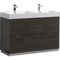 Fresca Valencia 48" Gray Oak Free Standing Double Sink Modern Bathroom Vanity