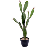 Vickerman 34" Artificial Green Cactus, Black Plastic Planters Pot.