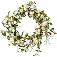 Vickerman 24" White Cotton Mixed Greenery Wreath - FQ191024