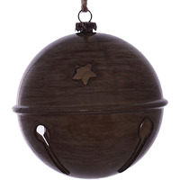 Vickerman 4" Pewter Wood Grain Bell Orn 6/Bag - MC198187