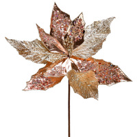 Vickerman 13" RoseGold Poinsettia Sequin Spray 6Bg - QG191158