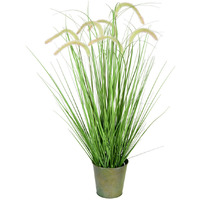 Vickerman 36" Green Cattail Grass In Iron Pot - TD190136