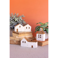 SET OF THREE WHITE WOODEN HOUSES