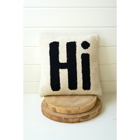 "Hi" HAND-HOOKED PILLOW