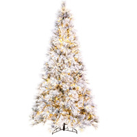 Vickerman 12' x 72" Flocked Atka Pine Artificial Christmas Tree 3mm LED Color Changing Lights