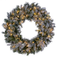 Vickerman 24" Frosted Douglas Fir Artificial Pre-Lit Wreath Warm White 3mm LED Wide Angle Lights.