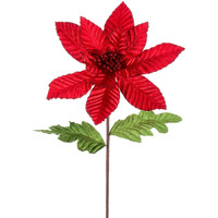 Vickerman 22" Red Velvet Glitter Trim Poinsettia 6 per bag.