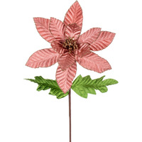 Vickerman 22" Rose Gold Velvet Glitter Trim Poinsettia 6 per bag.