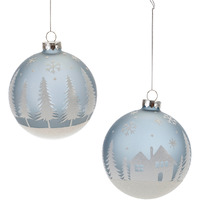 Frosted Forest and Village Ball Ornament (Set of 6)