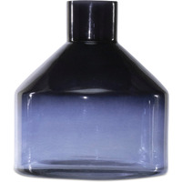 Blue Soda Lime Glass Bottle Vase 6"H