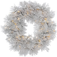 Vickerman 36" Flk Alberta Wreath w/Cone 100LED WmW - A155337LED