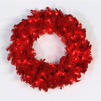 Vickerman 24" Flk Red Wreath DuraLit LED 50Rd 150T - K168125LED