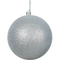 Vickerman 12" Silver Glitter Ball Drilled Cap - N593007DG