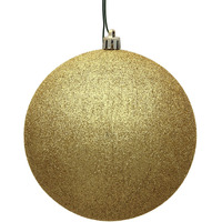 Vickerman 12" Gold Glitter Ball Drilled Cap - N593008DG