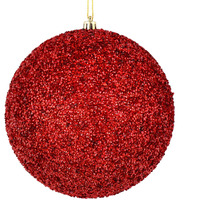 4.75" Red Beaded Ball Drilled 6/Bag