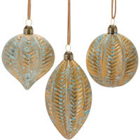 Distressed Ribbed Glass Ornament (Set of 12)