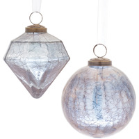 Blue Crackle Glass Ornament (Set of 6)