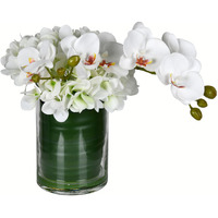 Vickerman 11" White Orchid In Glass Pot - FX190311