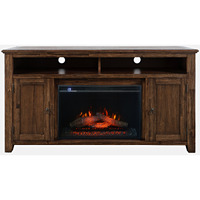 Bakersfield Transitional Rustic 60" Storage Console TV Stand with Electric Fireplace