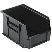 Bin, stacking or hanging, 6W x 9-1/4D x 5H, front/back/side grips, anti-slide lock, (1) divider slot, rear hanger, molded-in label holder, polypropylene, black, Made in USA