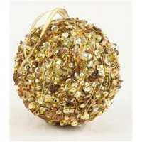 100 mm Sequin Ball Ornament  Gold Orange