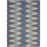 3 x 4 ft. Blue & Cream Ikat Pattern Area Rug - Blue Cream - 3' x 4'