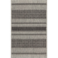 2 x 3 ft. Gray & Black Monochrome Striped Indoor & Outdoor Scatter Area Rug - 2' x 3'