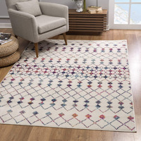 4 x 6 ft. White Modern Geometric Grid Area Rug - White - 4' x 6'