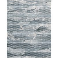 2 x 3 ft. Blue & Gray Polka Dots Distressed Stain Resistant Rectangle Area Rug - Blue and Gray - 2 x 3 ft.