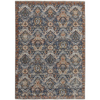 2 x 3 ft. Blue Orange & Ivory Floral Power Loom Rectangle Area Rug with Fringe - Blue and Orange - 2 x 3 ft.