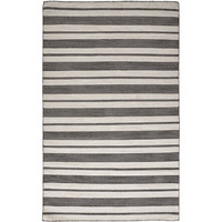 2 x 3 ft. Black & White Striped Dhurrie Hand Woven Stain Resistant Rectangle Area Rug