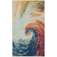 2 x 4 ft. Wave Abstract Power Loom Non Skid Rectangle Area Rug - Wave - 2 x 4 ft.