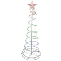 4 ft. Slim LED 73 Light Spiral RGB Ribbon Color Changing Christmas Tree, Multi Color