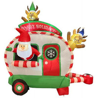 7.5 ft. Holiday Camper with Santa Inflatable