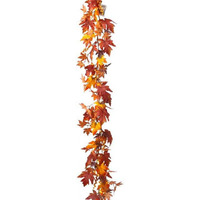 Prelit Leaf Garland Harvest Decor, Warm White