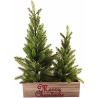 18-24 in. Merry Christmas 2- Pine Tree Wooden Box Decoration