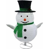 30 in. Lighted LED Collapsible Fabric Snowman