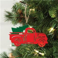 Truck with Tree Ornament, Red - Box of 4