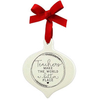 Doodle Teachers Ribbon Hang Christmas Ornament