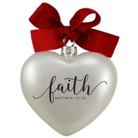 Heart Faith Ribbon Hang Christmas Ornament