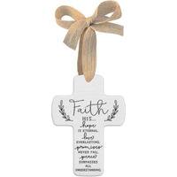 Cross Faith Ribbon Hang Christmas Ornament