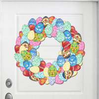 12 x 9 in. Easter Eggs Holiday Door Wreath Easter Spring Decor