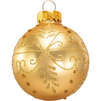 60 mm Gold with Pattern Glass Christmas Ornaments, 12 Piece