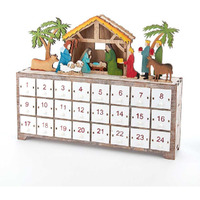 10.4 in. Battery-Operated Light-Up LED Nativity Advent Calendar