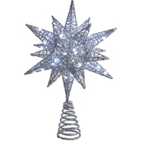 11 in. Pre-Lit Twinkling LED 60-Light Silver Starburst Tree Topper